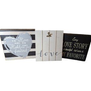 Valentines Love Story Signs Farmhouse Wedding Wall Decor Rustic Wood